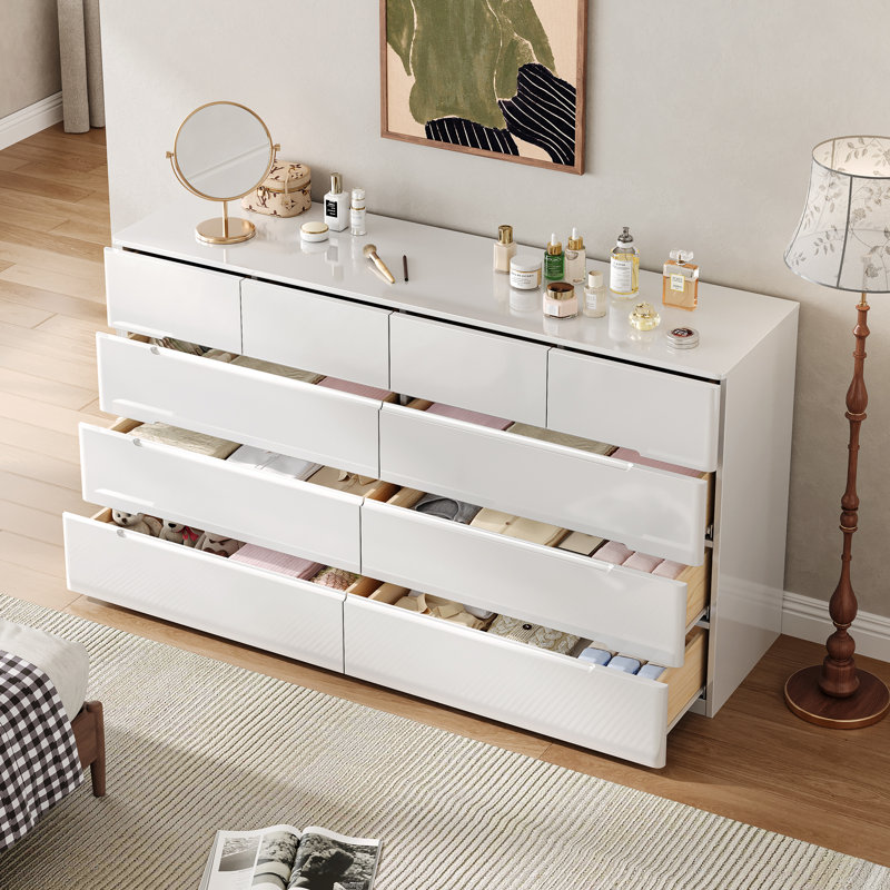 10 Drawer 55'' W Double Dresser, White