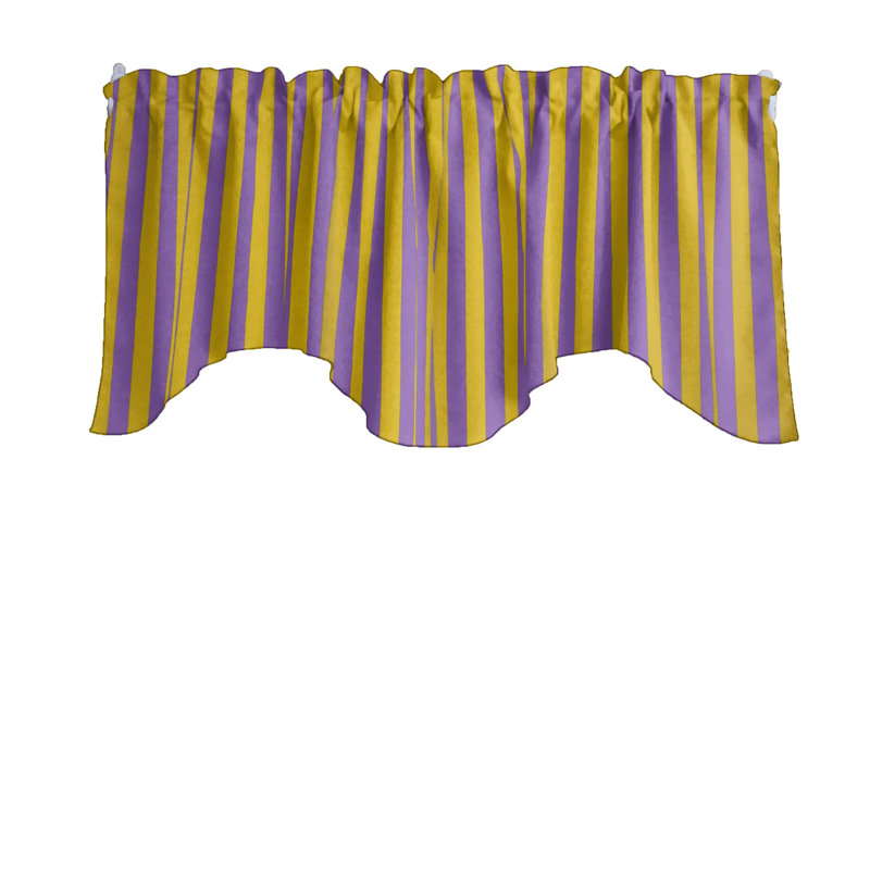 Cantonnière festonnée à rayures 1 po, Jaune / Mauve