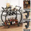 Chariot de bar noir à roulettes, chariot de service pour bar à domicile, chariot à boissons roulant avec porte-verres, chariot de rangement pour cuisine et salle à manger