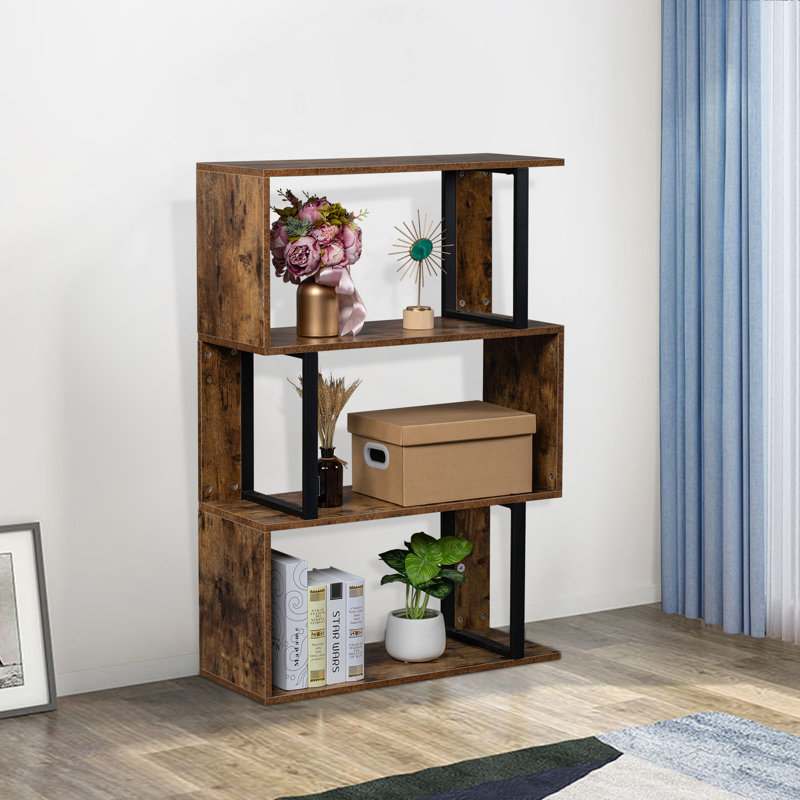 Geometric Bookcase, (3 Shelves) 43.1" H x 30" W x 11.81" D