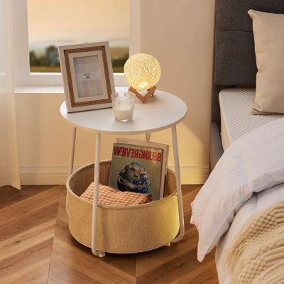Table de chevet avec panier en tissu pour chambre à coucher Modern