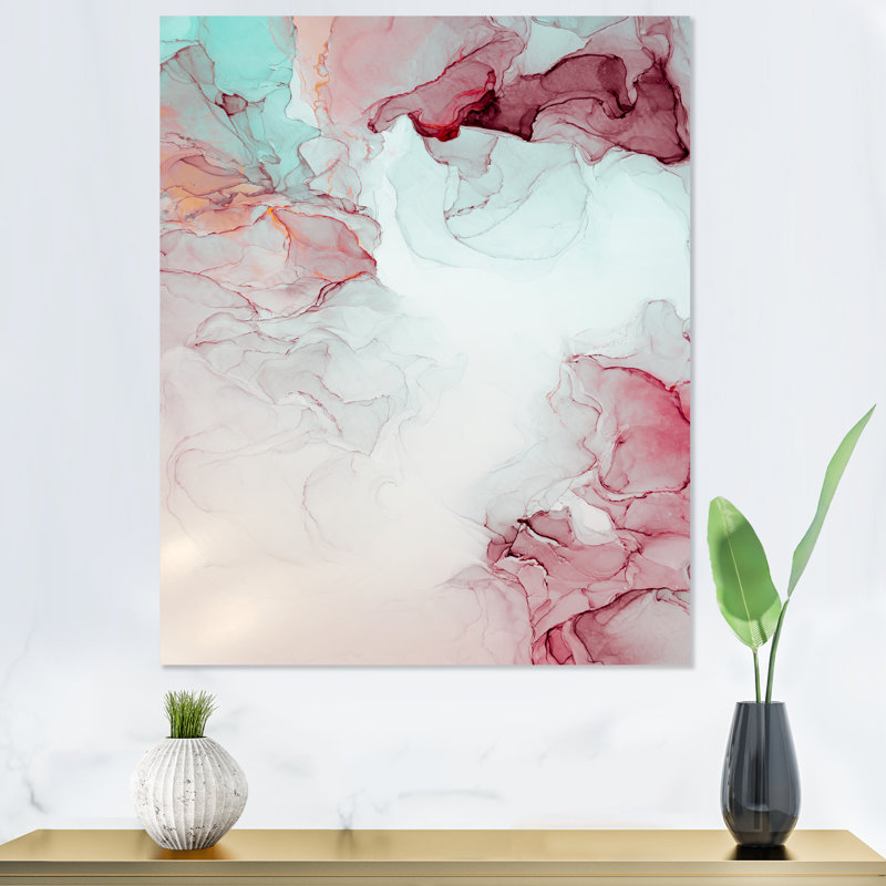 Marbre gris et rose, ondulations d'art II - reproduction d'art moderne sur toile, H 44 po x l 34 po x P 1 po, Toile tendue