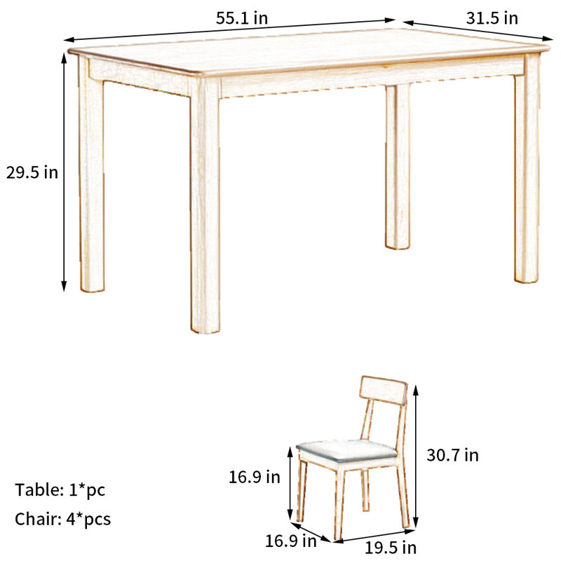 Pattmon Beech Wood Dining Table Set