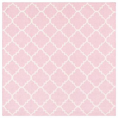 Tapis géométrique en laine / coton tissé à la main Milltown - rose / ivoire
