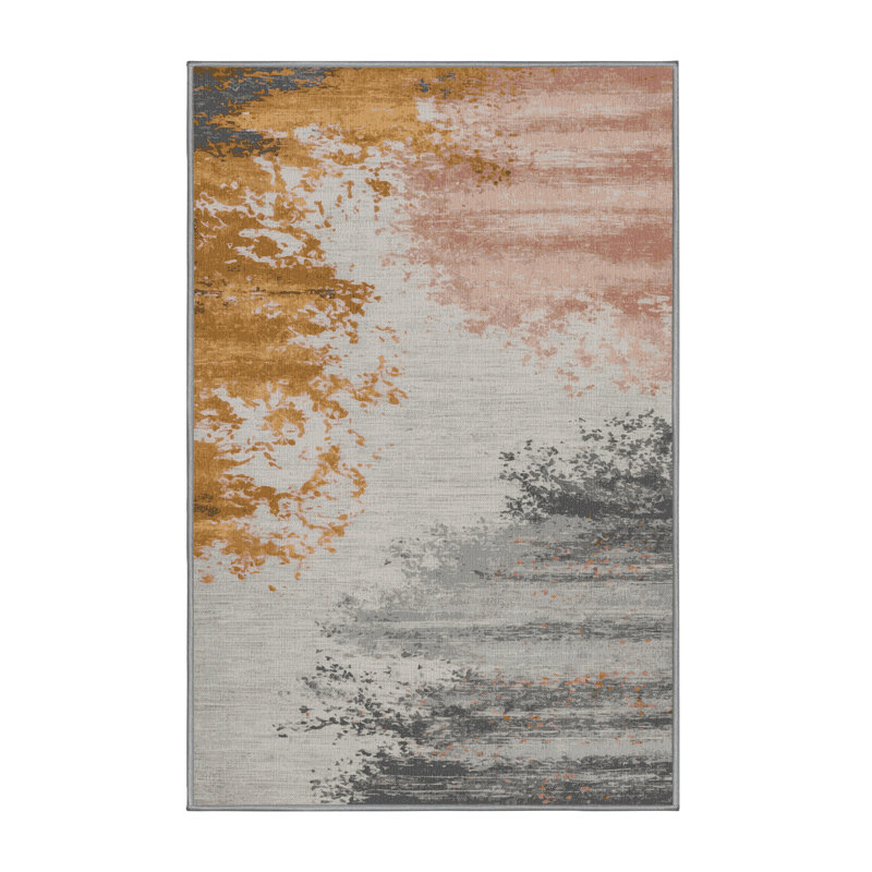 Machine Washable Watercolor Gray Area Rug, Runner 2' x 4'