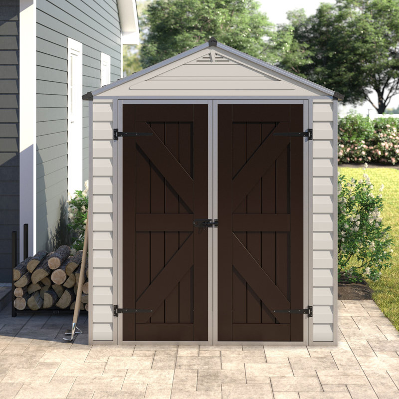 Tan and Brown Polycarbonate Aluminum Storage Shed
