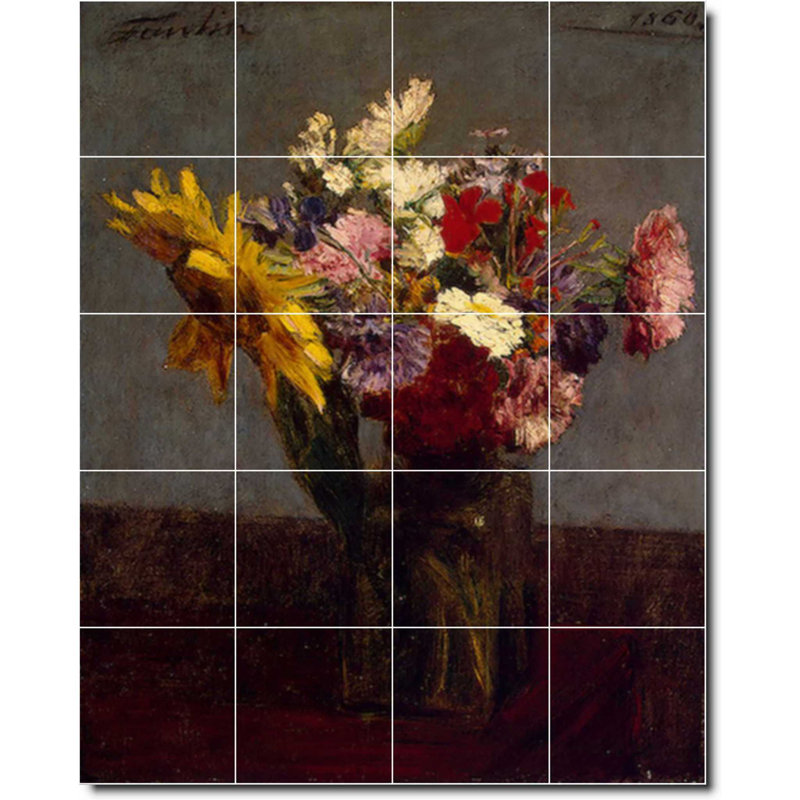 Carreau de céramique décorative 24 po x 30 po 6 po x 6 po, Fleur 03114