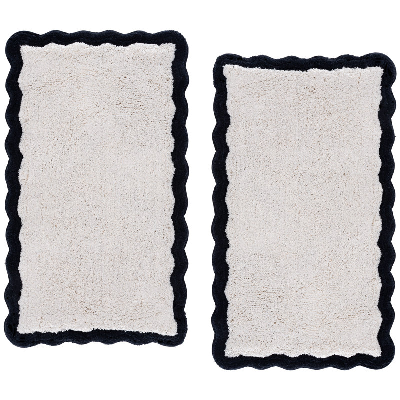 Ziggy Cotton Tufted Bath Mat, Blue/White