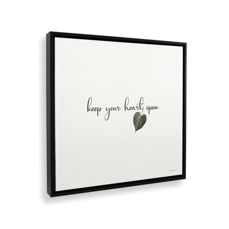 «Keep Your Heart Open» par Robin-Lee Vieira, reproduction d'art, 36 W x 36 H, Black, Framed Canvas