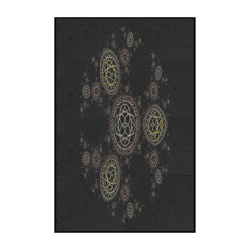 Noir abstrait/Tapis décoratif brun, Rectangle 5 pi x 8 pi