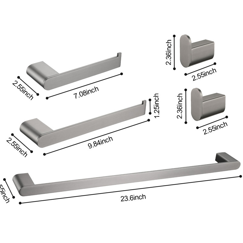 Ensemble de 5 pièces de quincaillerie de salle de bain, 304 matériaux, construction, perspective moderne, installation simple pour tous les espaces, qualité, conception à gratter, concept, installation facile dans diverses pièces