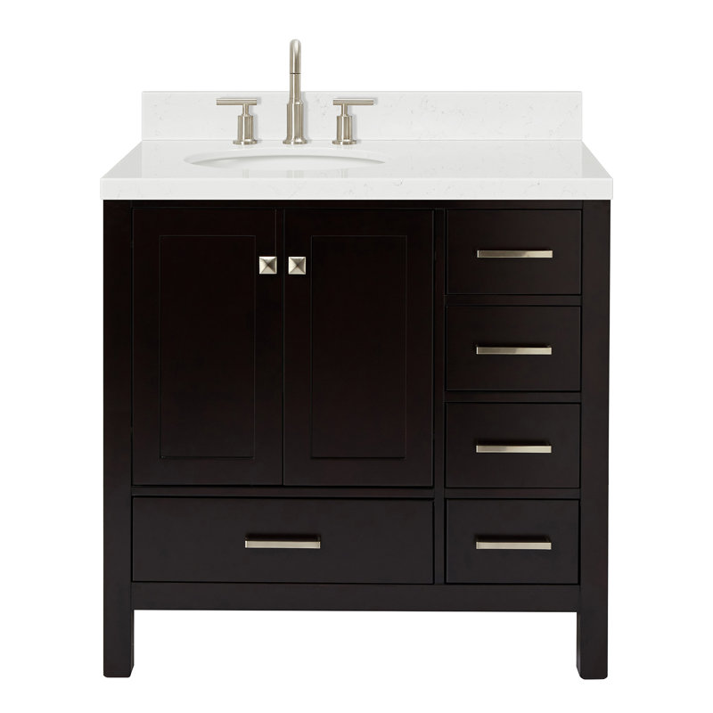  36'' Single Bathroom Vanity with Quartz Top, Espresso
