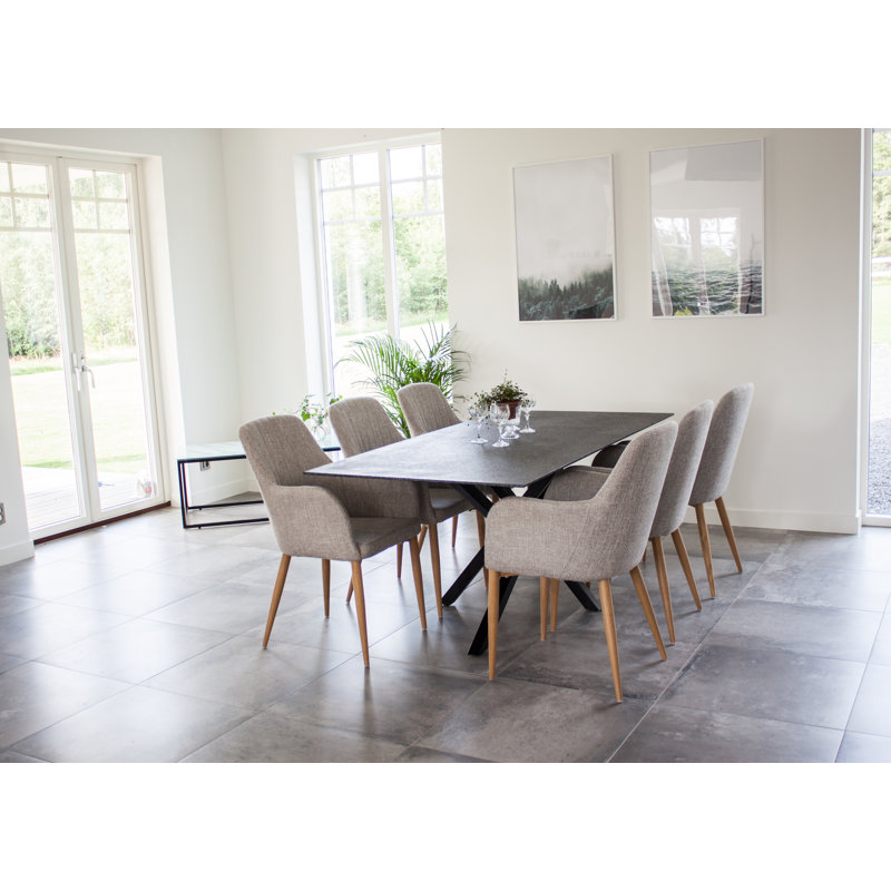 Negrete 6 - Person Dining Set, Black, Light Grey/Oak