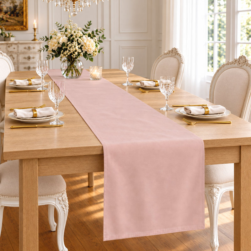 100% Cotton Solid Soft Durable Table Runner, 72" L, Soft Pink