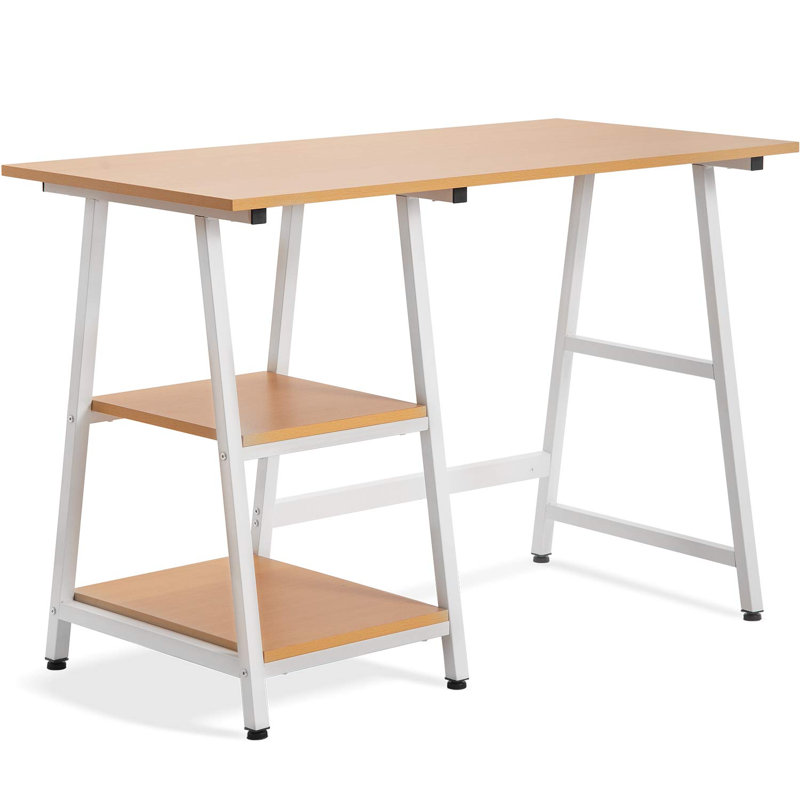 Metal Base Writing Desk, Oak