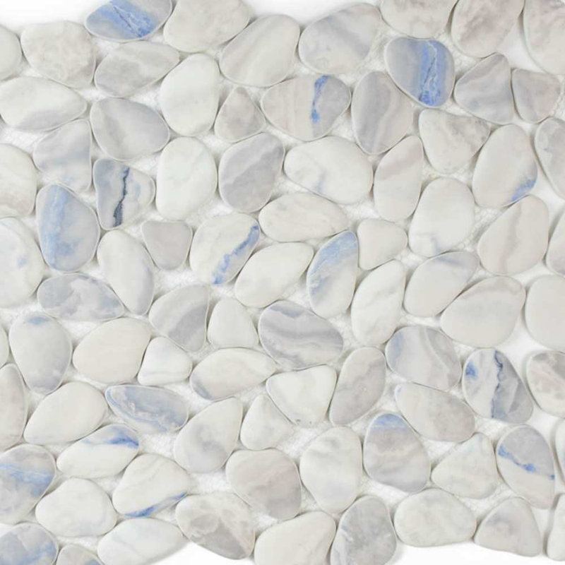 Huron Glass Pebbles Mosaic Tile, Blue
