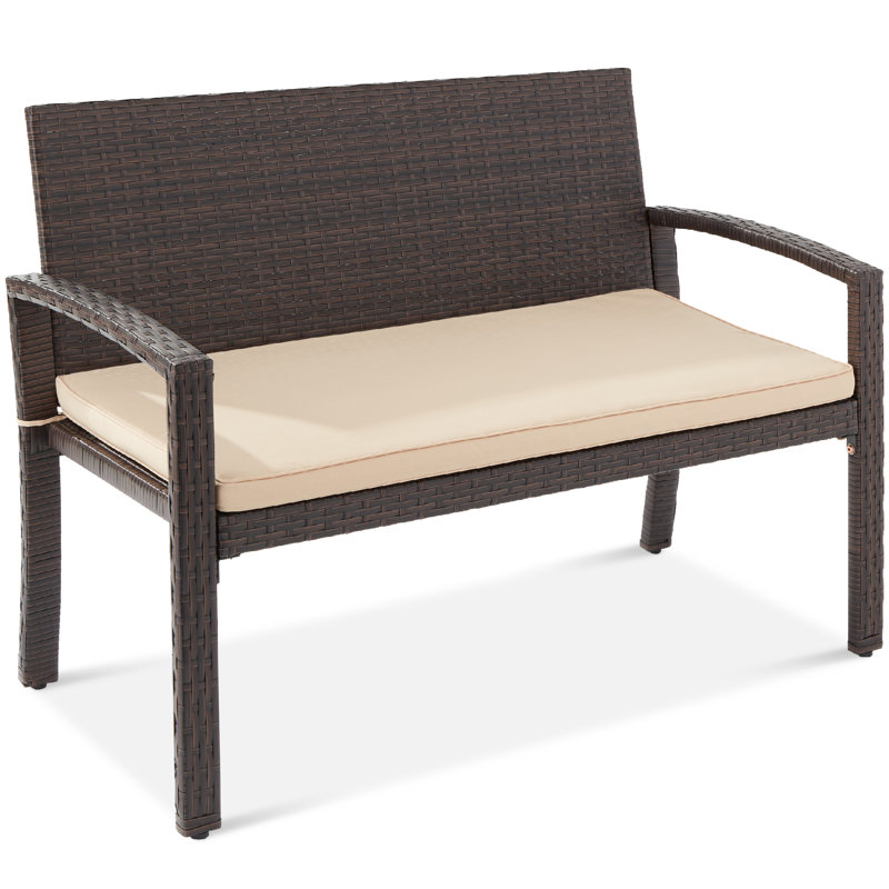 Nethra Steel Outdoor Bench, Brown, Beige