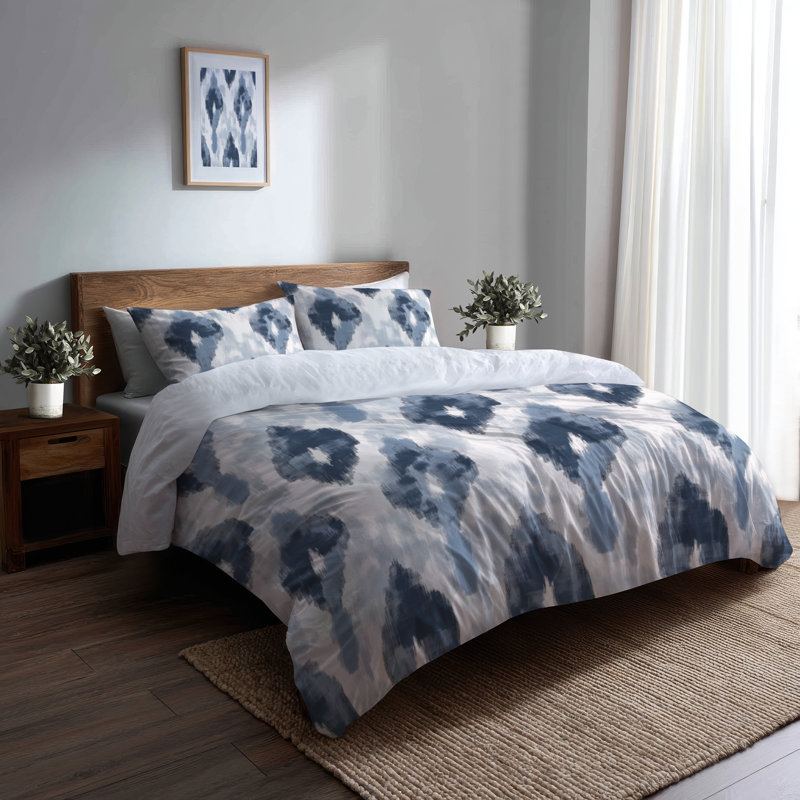 Ensemble de literie moderne de 3 - housse de couette et coussin scandinave gris et blanc