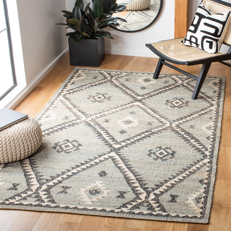 Goodsell Flat Weave Jute Geometric Vintage Rug, Rectangle 8' x 10'