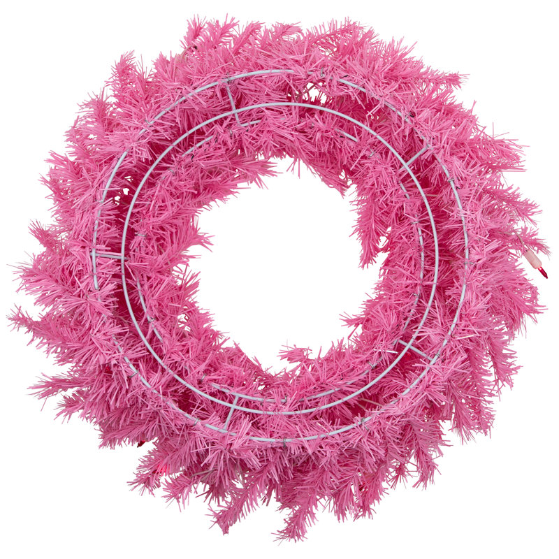 Couronne de Noël artificielle 36 po non éclairée, Rose, 24 pouces