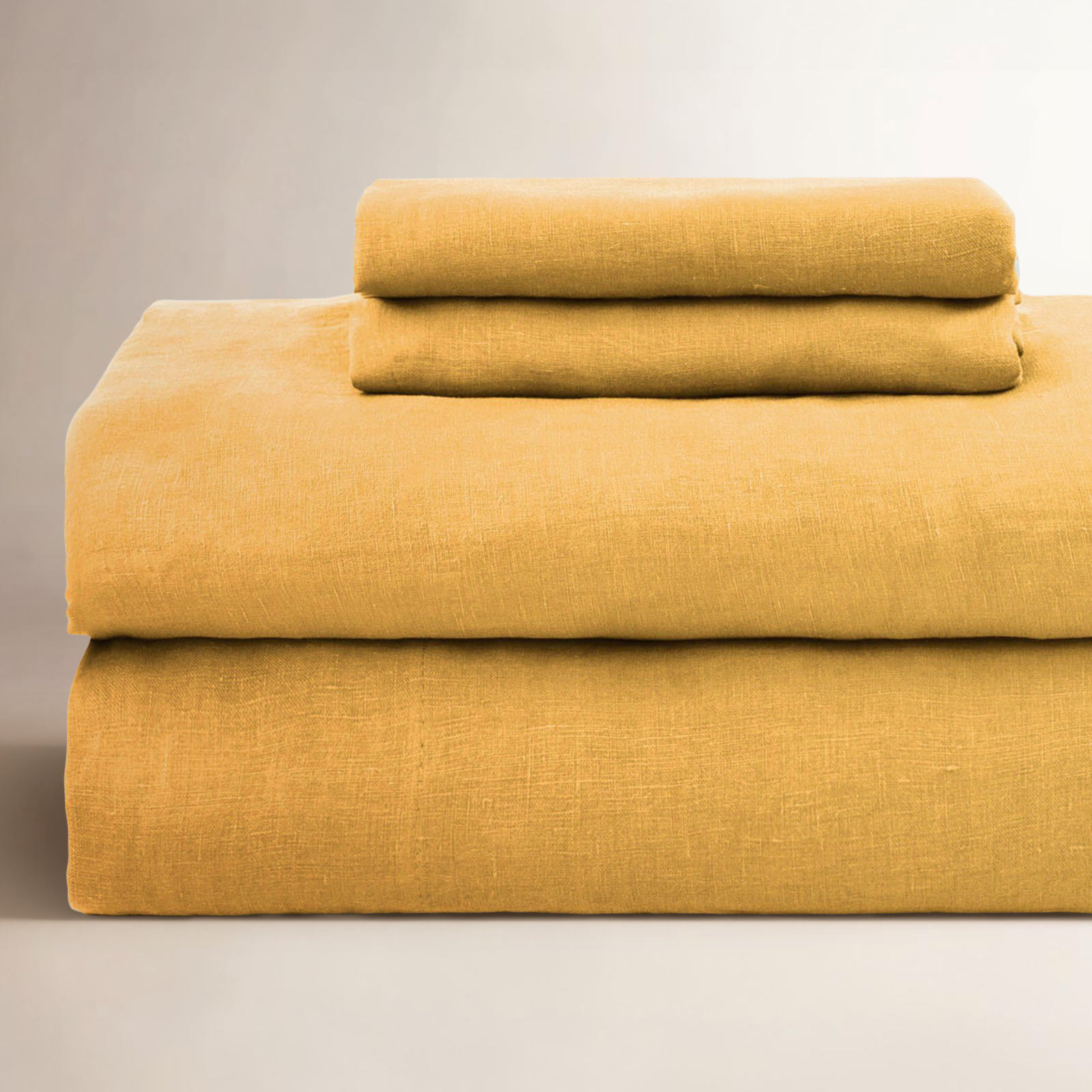 100% French Linen Sheet Set, Honey, King Sheet Set with 2 Pillowcases