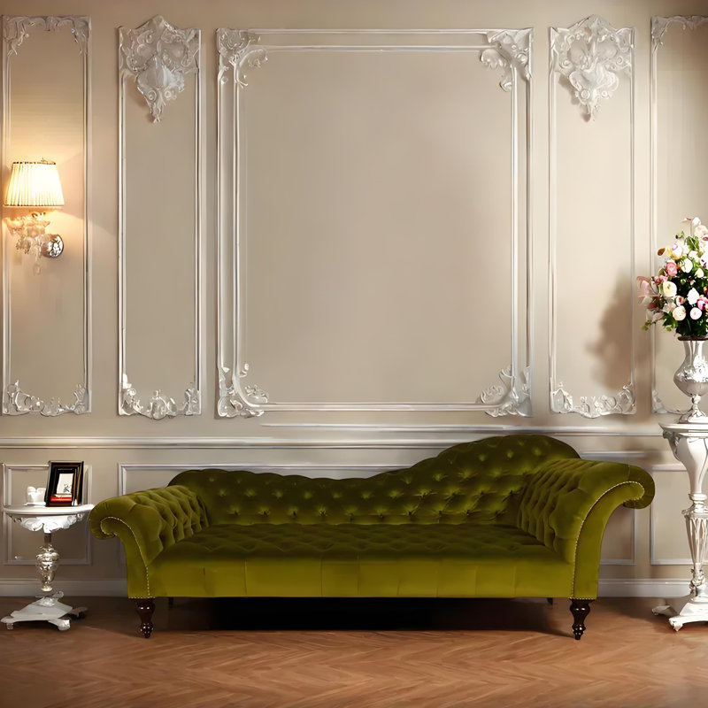 Chaise longue décontractée élégante et confortable, Orienté à droite, Vert gazon