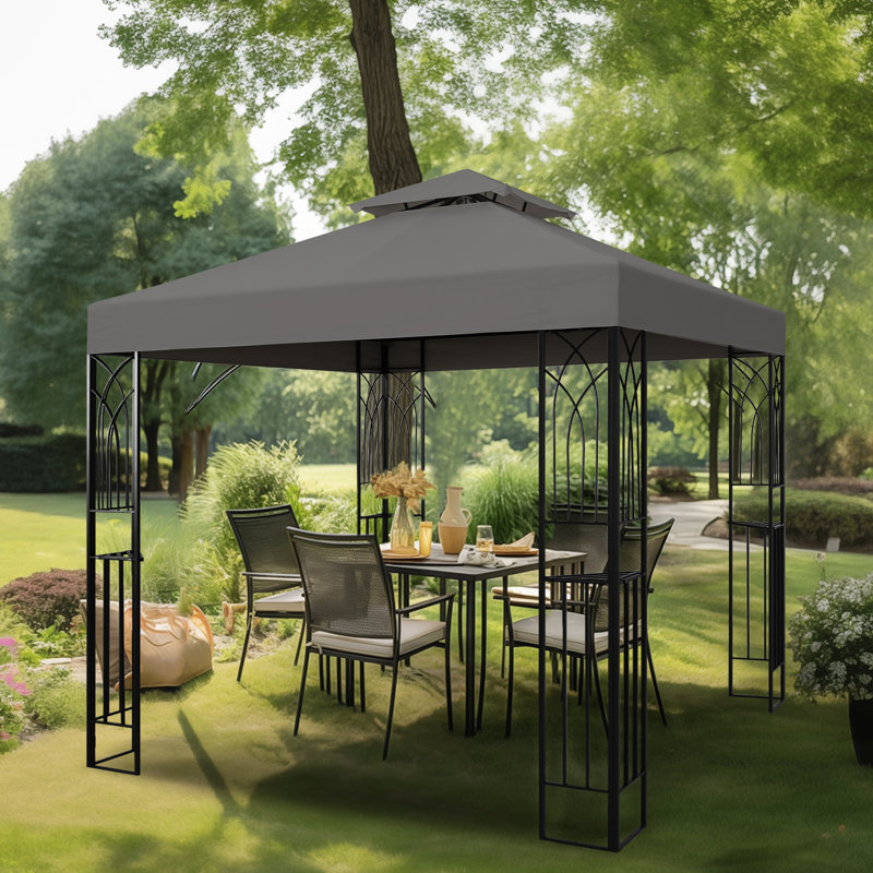 8 Ft. W x 8 Ft. D Steel Patio Gazebo, Gray