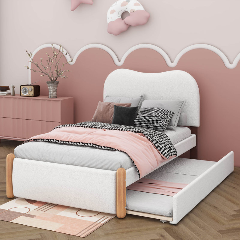 Pieds de lit en bois rembourrés, Lit simple, Blanc
