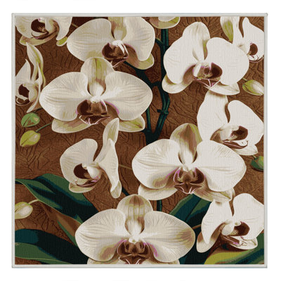 Tapis botanique beige lavable à la machine