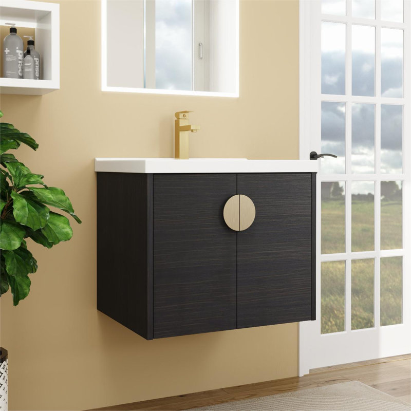 Ensemble de meuble-lavabo simple 24 po avec plateau Tomeica, Noir