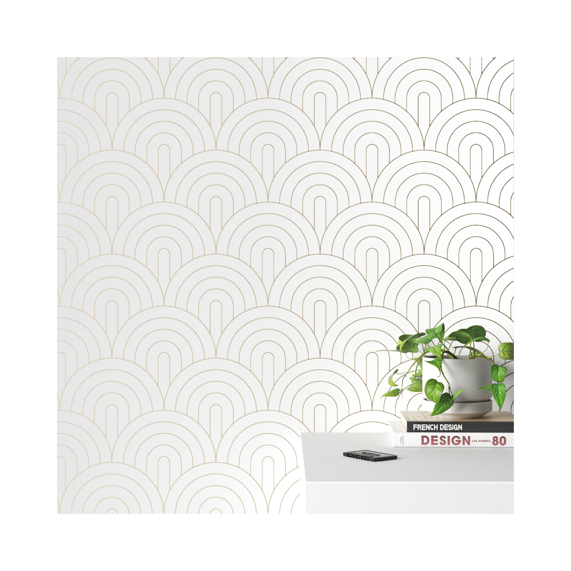 Rasha Modern Geometric Wallpaper, White