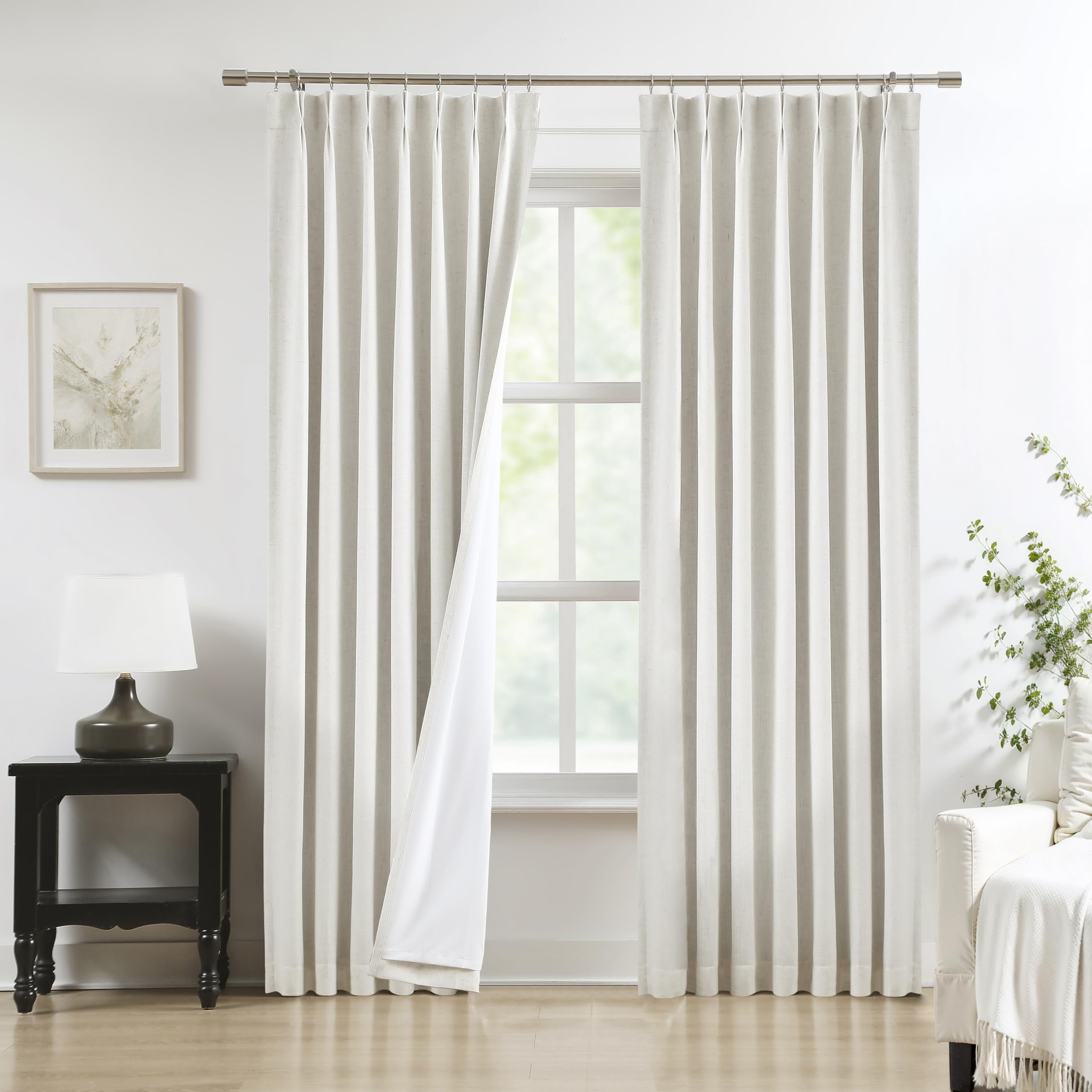 Hokku Designs Pinch Pleated Blackout Curtain Panels With Full Blackout Liner  Texture Thermal Insulated Window Treatment Sets With Back Tab With 9 Hooks,  40\, image size:2560x2560