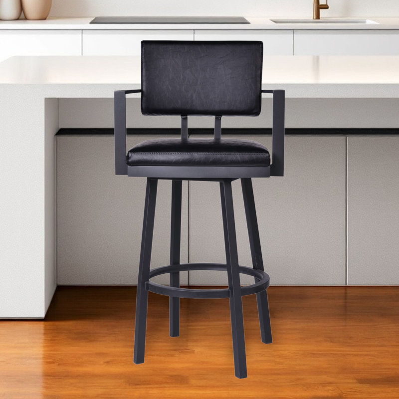 Tabouret de bar rotatif 26 po noir sur noir