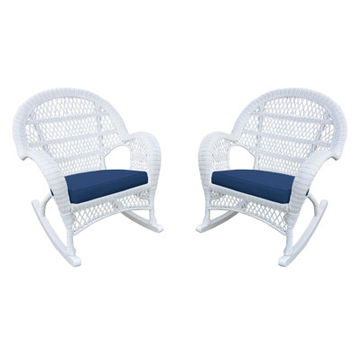 Chaise berçante en osier avec coussins Berchmans
