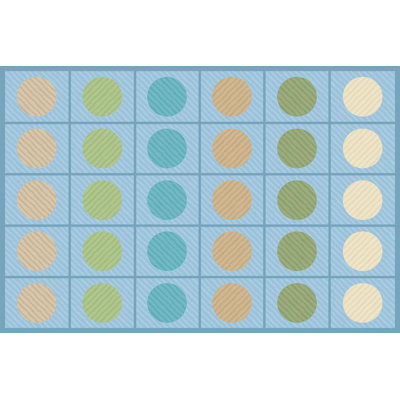 Tapis vert / bleu / brun clair / orange capitonné