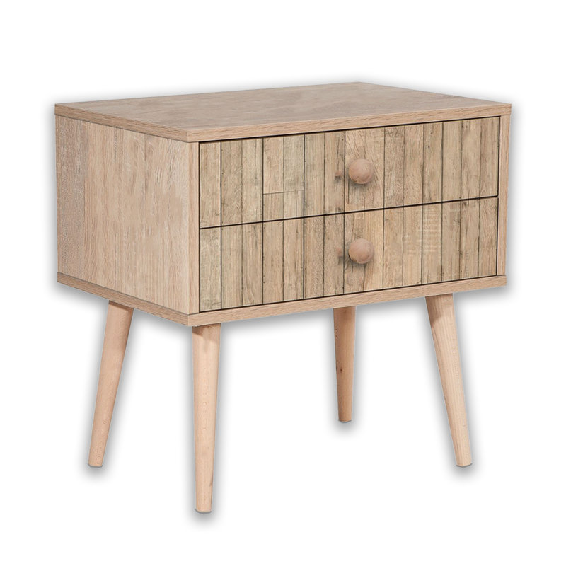2 Drawers Hornbeam Legs Nightstand