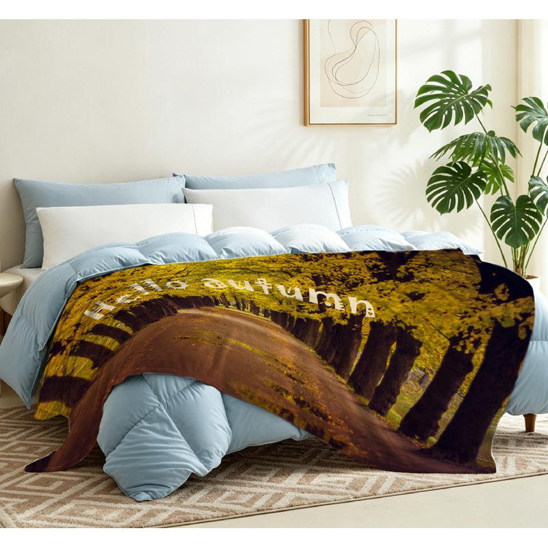Jeté orange en flanelle de polaire ultra douce orange, imprimé d'un seul côté Hello, Throw 50" x 60"