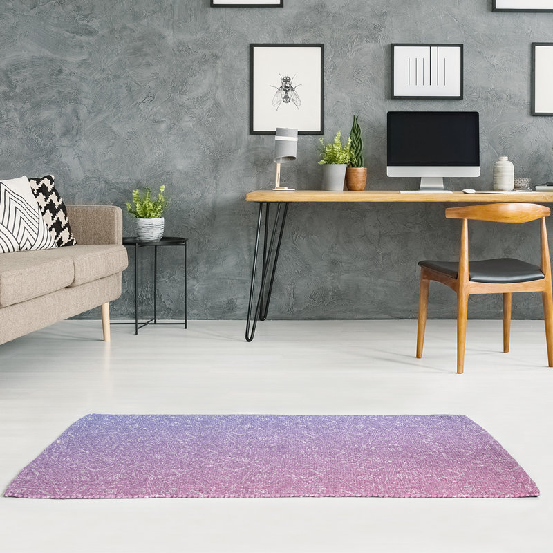 Tapis bleu ardoise moyen/dégradé moyen orchidée, Rectangle 4 pi x 6 pi