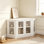 Meuble télé de coin 47 po avec 4 portes et 6 tablettes, meuble de rangement pour téléviseur de 51 po ou moins, blanc