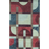Hand-Knotted High-Quality Red, Green, and Brown Area Rug