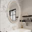 Miroir mural coulissant 23,62 "avec tablettes de rangement - Armoire latérale en bois à 2 niveaux