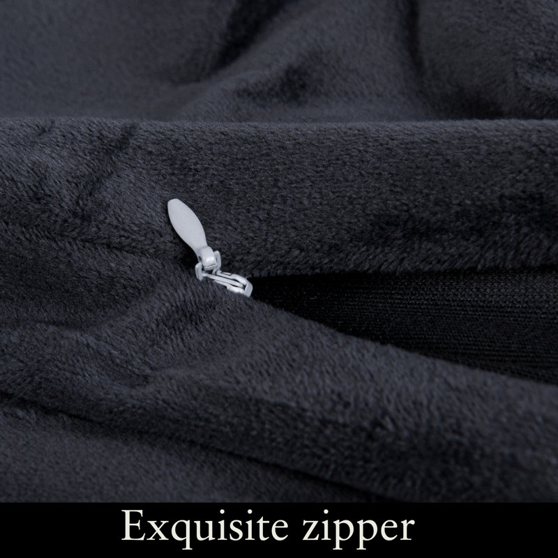 Square Zippered Throw Pillow Cover, Luxury Velvet Cover, Super Soft - NTBAY, Charcoal Gray, 22" x 22" Pillowcase