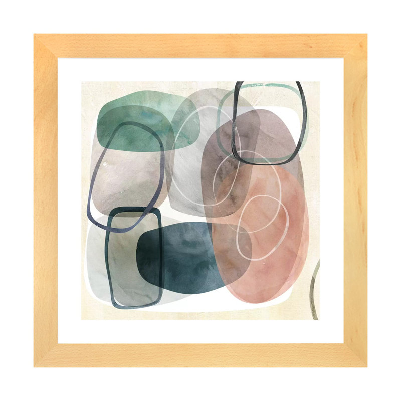 «Oblique II» par Carol Robinson - reproduction imprimée, Toile avec cadre en bois beige, Blanc, H 24 po x l 24 po x p 1 po