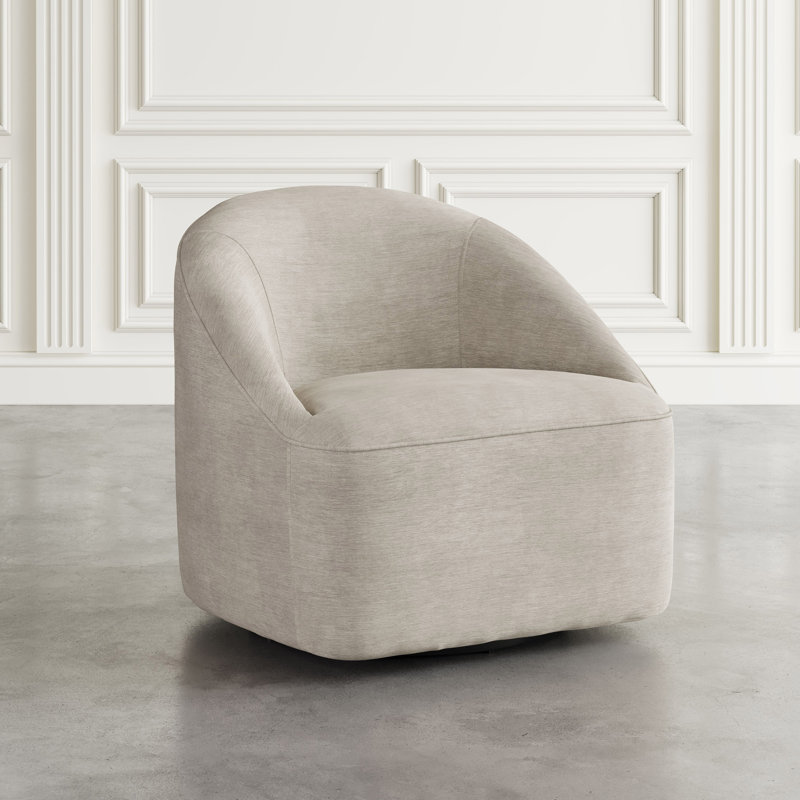 Casimira 30'' Wide Swivel Barrel Chair, Taupe Polyester