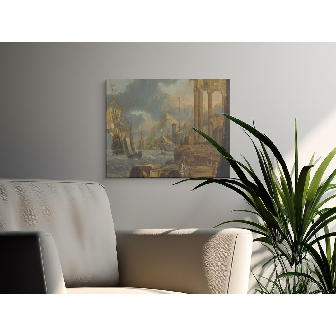Harbor Scene Canvas Wall Art, Gallery Wrapped, Archival Print, Ready to Hang, Seascape, Ships, Classic Fine Art