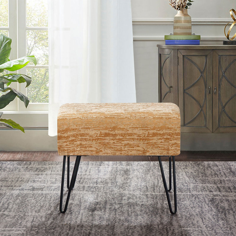 48.3cm Wide Rectangle Solid Colour Standard Ottoman, Honey Gold
