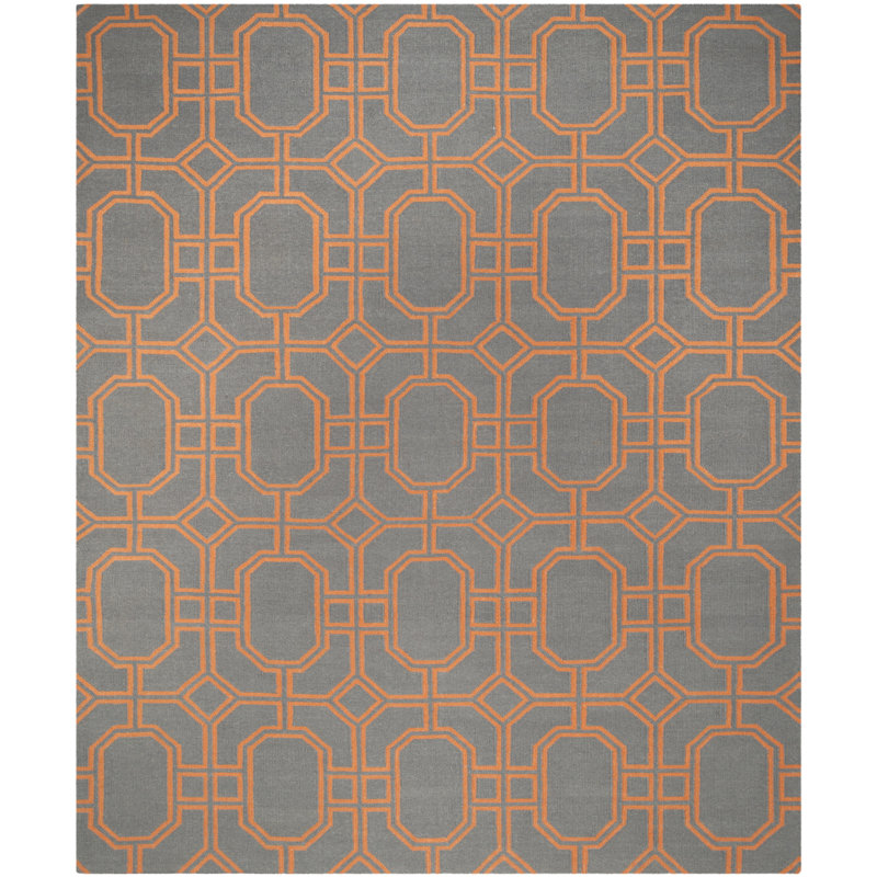 Tapis géométrique en laine tissé à la main Rodgers, Rectangle 9 pi x 12 pi