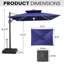 Parasol de patio rectangulaire en porte-à-faux avec base lestée 9 x 11 pi Wasif-128709708