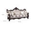 Canapé Puhi avec coussins décoratifs, tissu beige, bois sculpté orné, 95 pouces