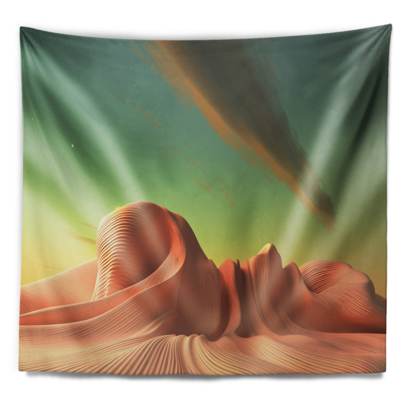 3d alien world surréalisme fantastique tapisserie, H 50 po x l 60 po